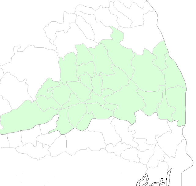 川口市、鳩ヶ谷市、蕨市、戸田市、越谷市、草加市、八潮市、三郷市、吉川市、松伏町、所沢市、和光市、朝霞市、新座市、志木市、富士見市、ふじみ野市、三芳町